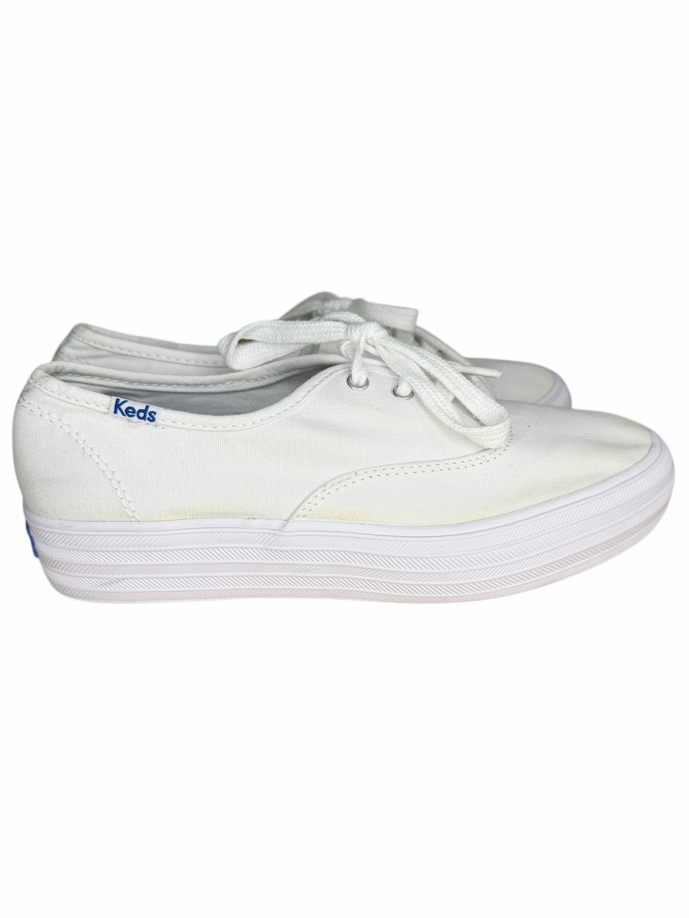 Keds Triple Kick Platform Sneakers White Canvas Lace Up Women’s 5.5 Casual Shoes